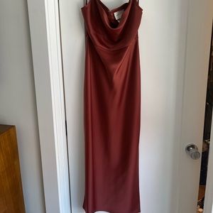 Dark red silk slip dress